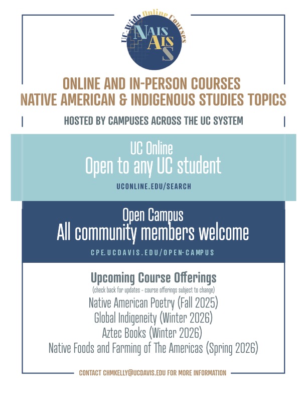 Online and in-person Native American and Indigenous Studies courses hosted by campuses across the UC system 