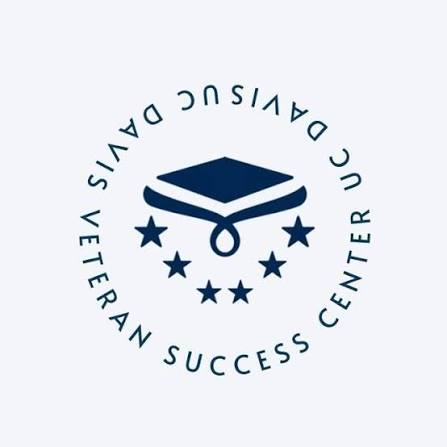 UC Davis Veteran Success Center logo — navy graduation cap above six stars